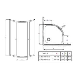 Душевой уголок Radaway Classic A 90x170 прозрачное стекло